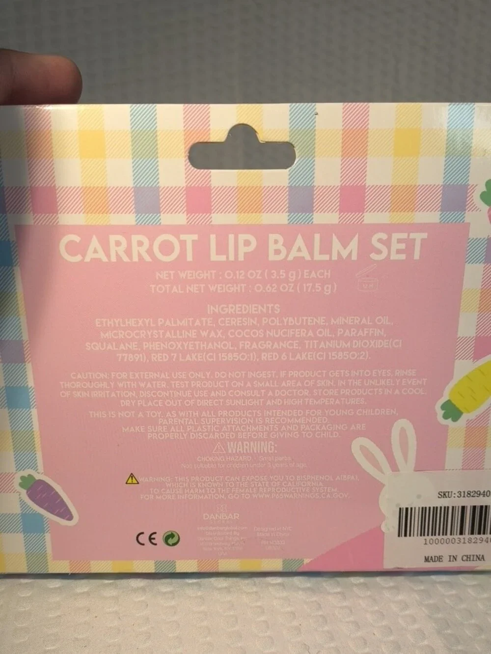 Carrot Lip Balm Set - Pastel Assorted Colors 5 Lip Balm